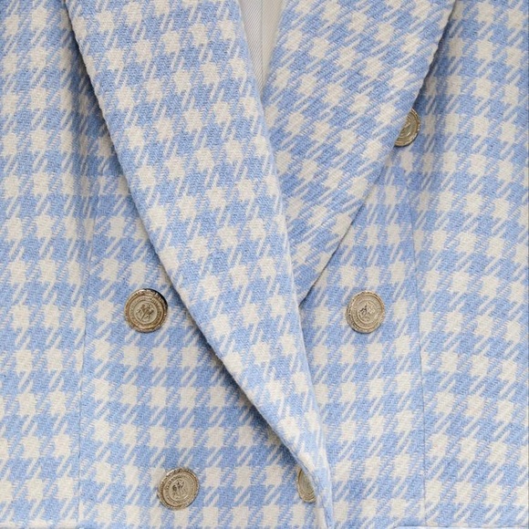 Zara Blue Houndstooth Blazer - Picture 3 of 6